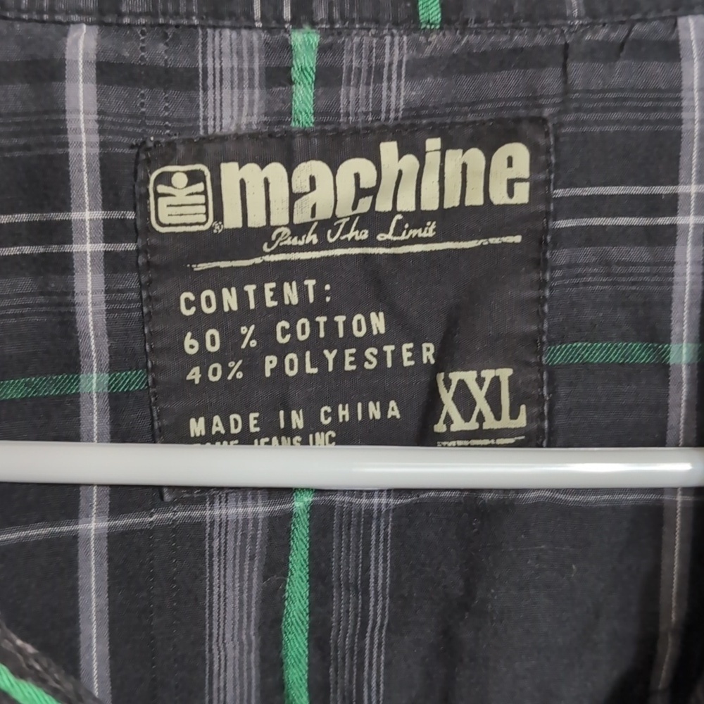 Machine Men's Black Green Plaid Long Sleeve Button Up Size XXL - Picture 2 of 5